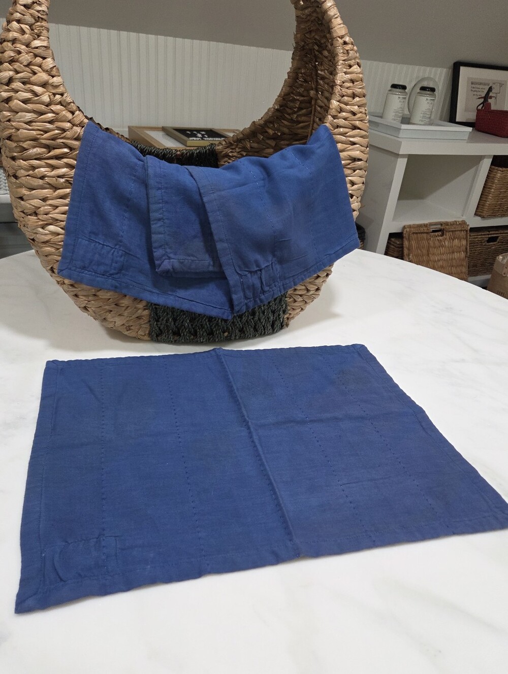 Handsewn Overdyed Artisan Napkin Set - Blue, 4 Count